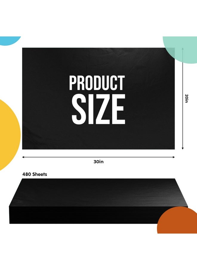 Crown Display 480 Sheets Bulk Black Tissue Paper 20" X 30" Packing Paper Sheets For Moving 10Lb Wrapping Paper Newsprint Paper For Packing Gift Wrapping Moving Supplies & Protecting Items Crown Display  - Image 2
