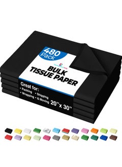 480 Sheets Bulk Black Tissue Paper 20" X 30" Packing Paper Sheets For Moving 10Lb Wrapping Paper Newsprint Paper For Packing Gift Wrapping Moving Supplies & Protecting Items Crown Display