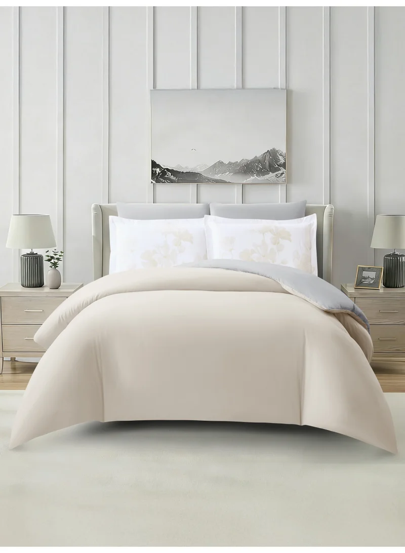 Solid Duvet Cover Set, Fits 200 × 200 cm Bed, King Size 6-Piece Set, With Digitally Printed Pillow Shams, Brushed Microfiber Without Duvet Filler.