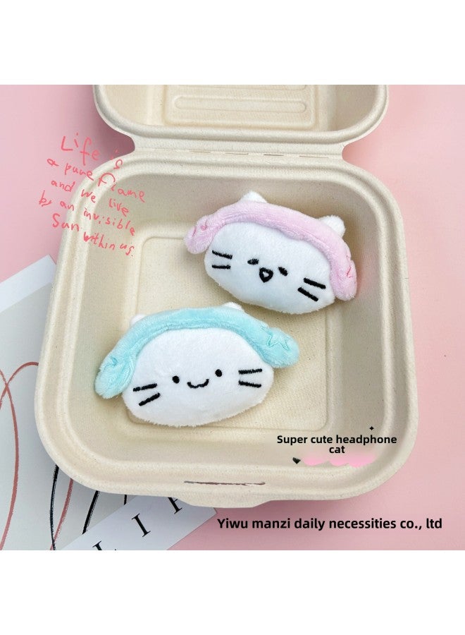 Headset Cat Squeaking Pendant Cute Cat DIY Brooch Shoes Hat Scarf Socks Hair Accessories Mobile Phone Case Accessories-Specifications:Green Headphones Cat Head-Color:Squeaky Bead Chain Style - Image 2