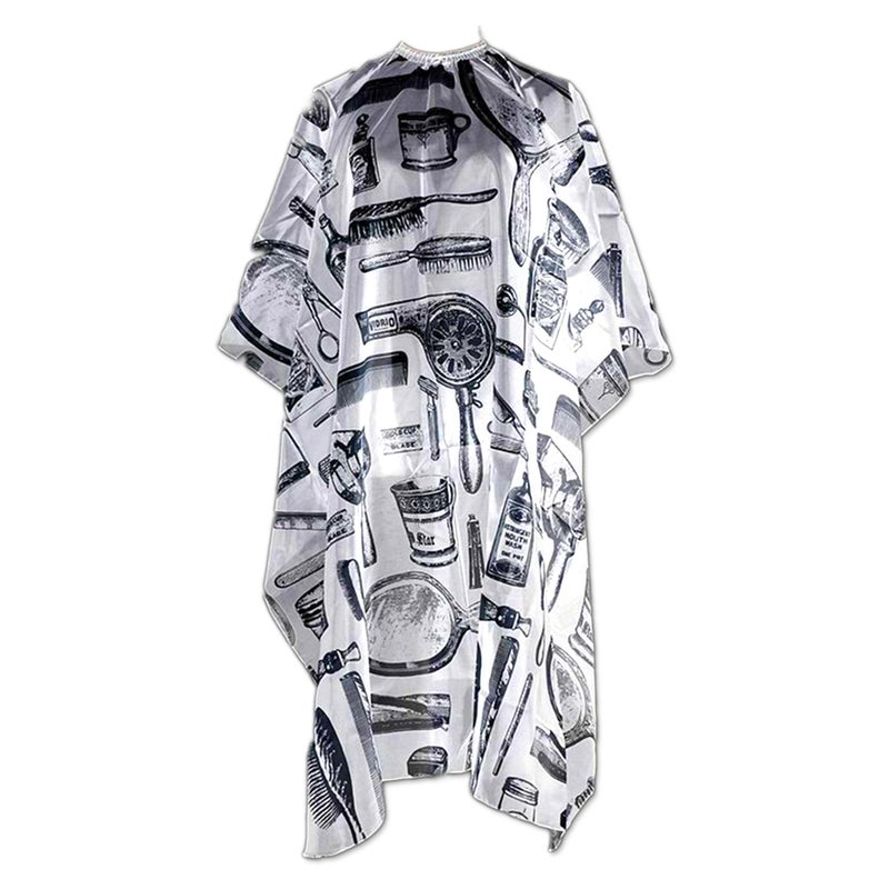 Professional Salon Barbers Hairstylist Hairdressing Printed Waterproof Non-sticky Hair Cutting Gown Cloth Cape(White) - Image 1