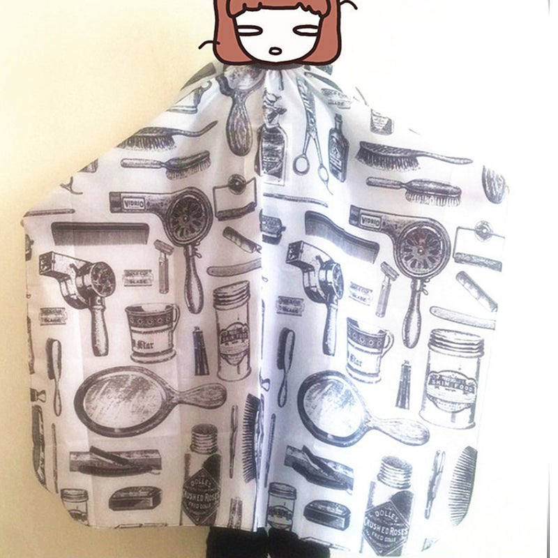 Professional Salon Barbers Hairstylist Hairdressing Printed Waterproof Non-sticky Hair Cutting Gown Cloth Cape(White) - Image 5