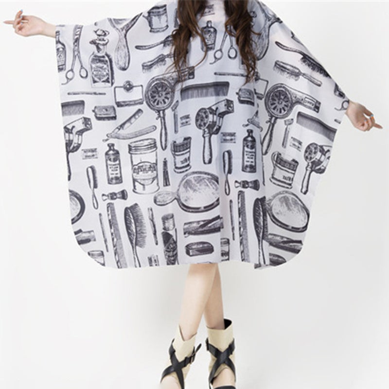 Professional Salon Barbers Hairstylist Hairdressing Printed Waterproof Non-sticky Hair Cutting Gown Cloth Cape(White) - Image 4