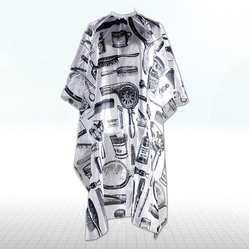 Professional Salon Barbers Hairstylist Hairdressing Printed Waterproof Non-sticky Hair Cutting Gown Cloth Cape(White) - Image 3