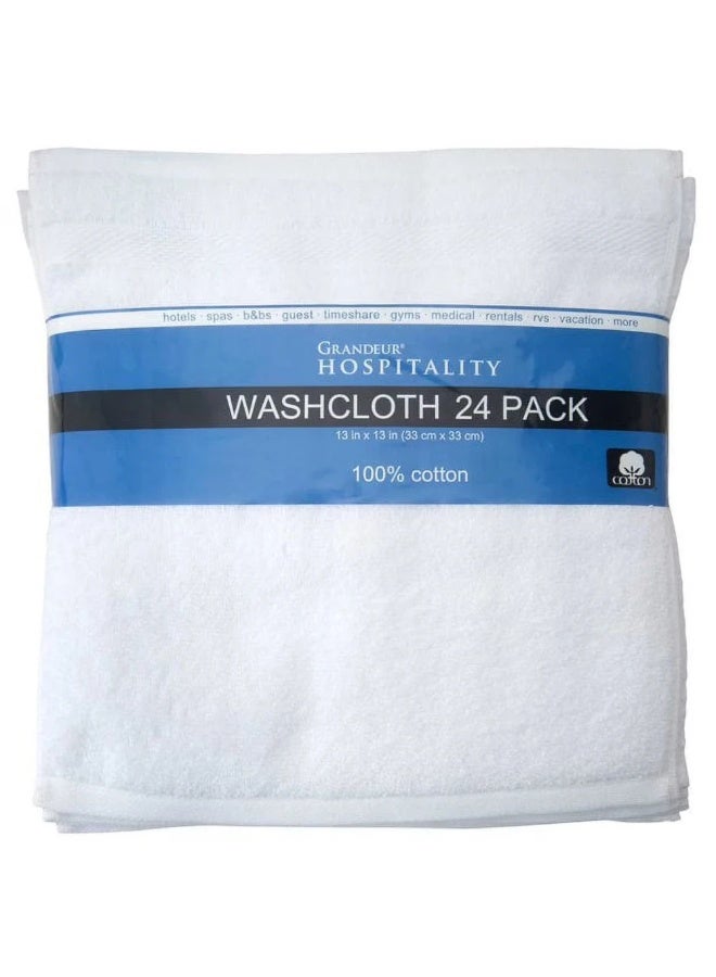 مناشف غسيل قطنية 100% من جرانديور هوسبيتاليتي، عبوة من 24 قطعة
