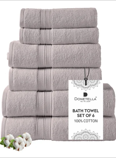 Donetella Premium Towel 6-Pcs Set, 100% Combed Cotton 600 GSM, Highly Absorbent, Quick Dry Towel Set Include 2 Bath Towel, 2 Bath Sheet, 2 Hand Towel, Best Set for Bathroom Gym, Hotel And Spa,Violet Ice