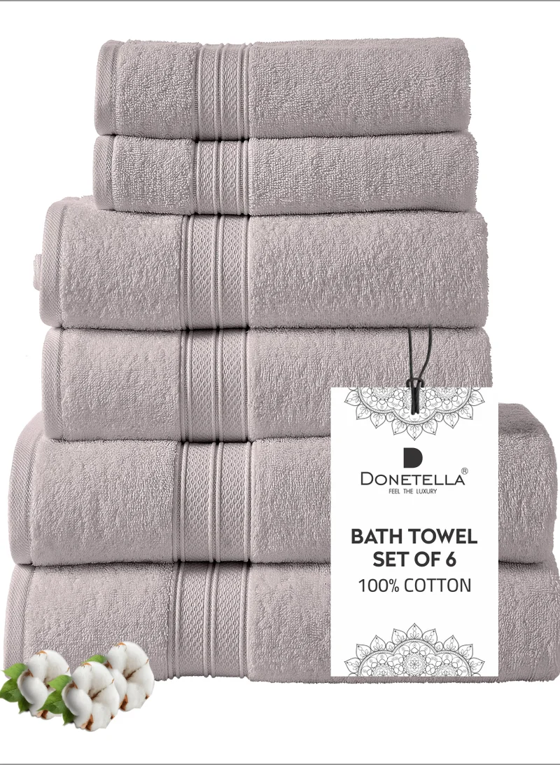 Donetella Premium Towel 6-Pcs Set, 100% Combed Cotton 600 GSM, Highly Absorbent, Quick Dry Towel Set Include 2 Bath Towel, 2 Bath Sheet, 2 Hand Towel, Best Set for Bathroom Gym, Hotel And Spa,Violet Ice
