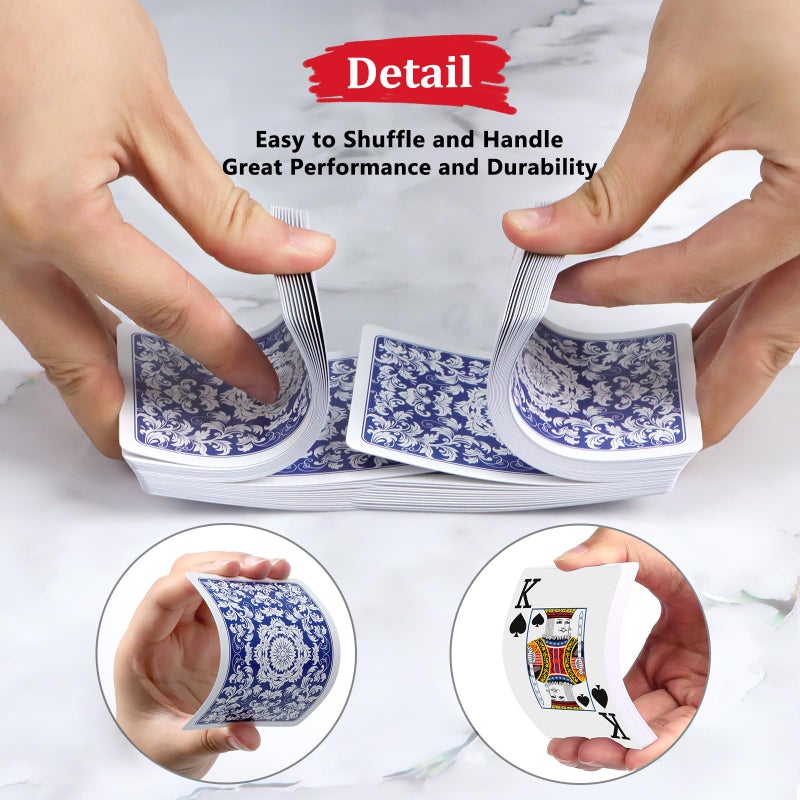 Metsyth Playing Cards,Deck of Cards,Playing Card 2 Pack,Poker Cards Set,Jumbo Large Print Playing Cards for Adults Seniors,Card Games for Family Game Night Party (Blue and Red) - Image 3