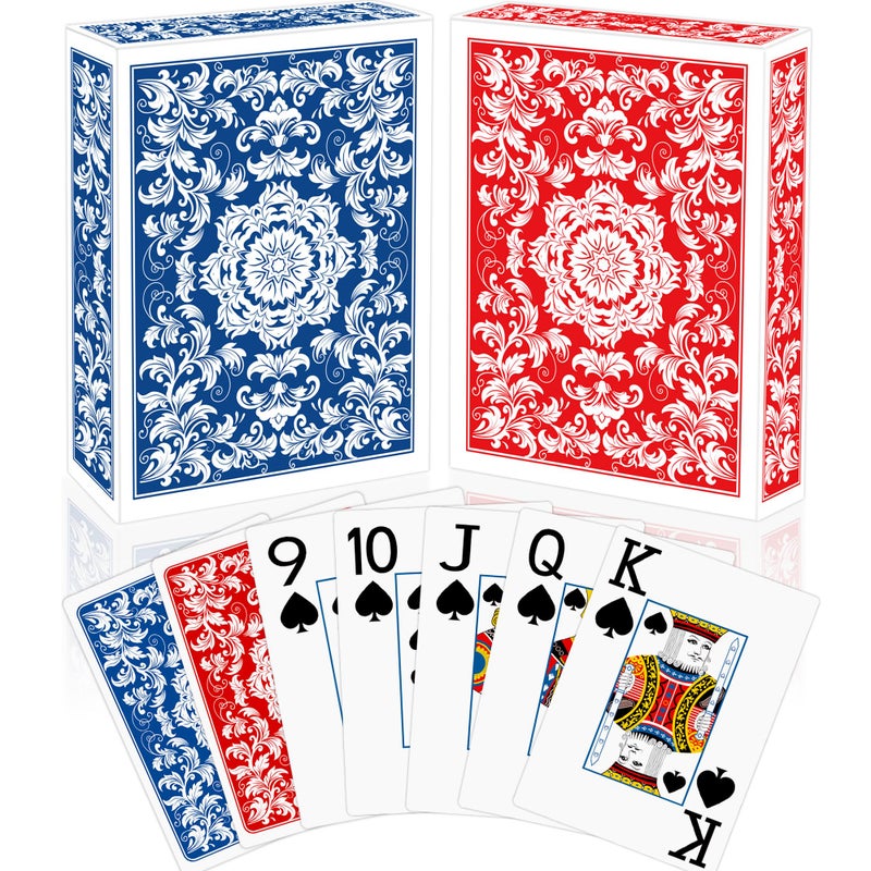 Metsyth Playing Cards,Deck of Cards,Playing Card 2 Pack,Poker Cards Set,Jumbo Large Print Playing Cards for Adults Seniors,Card Games for Family Game Night Party (Blue and Red) - Image 1