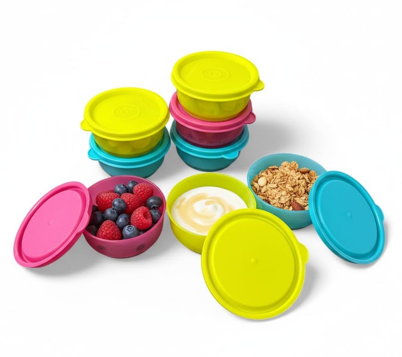 c s m C.S.M Round Plastic Storage Containers, 50ml, Set of 8, BPA Free, Kitchen Organiser for Spices, Multicolour - Image 4