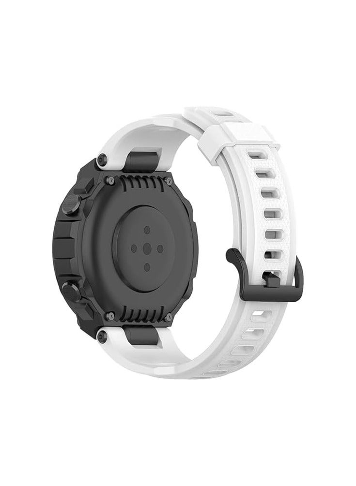 حزام Elmo3ezz الرياضي متوافق مع Huami Amazfit T-Rex حزام ساعة سيليكون ناعم قابل للتعديل مع أدوات (أبيض) - Image 4