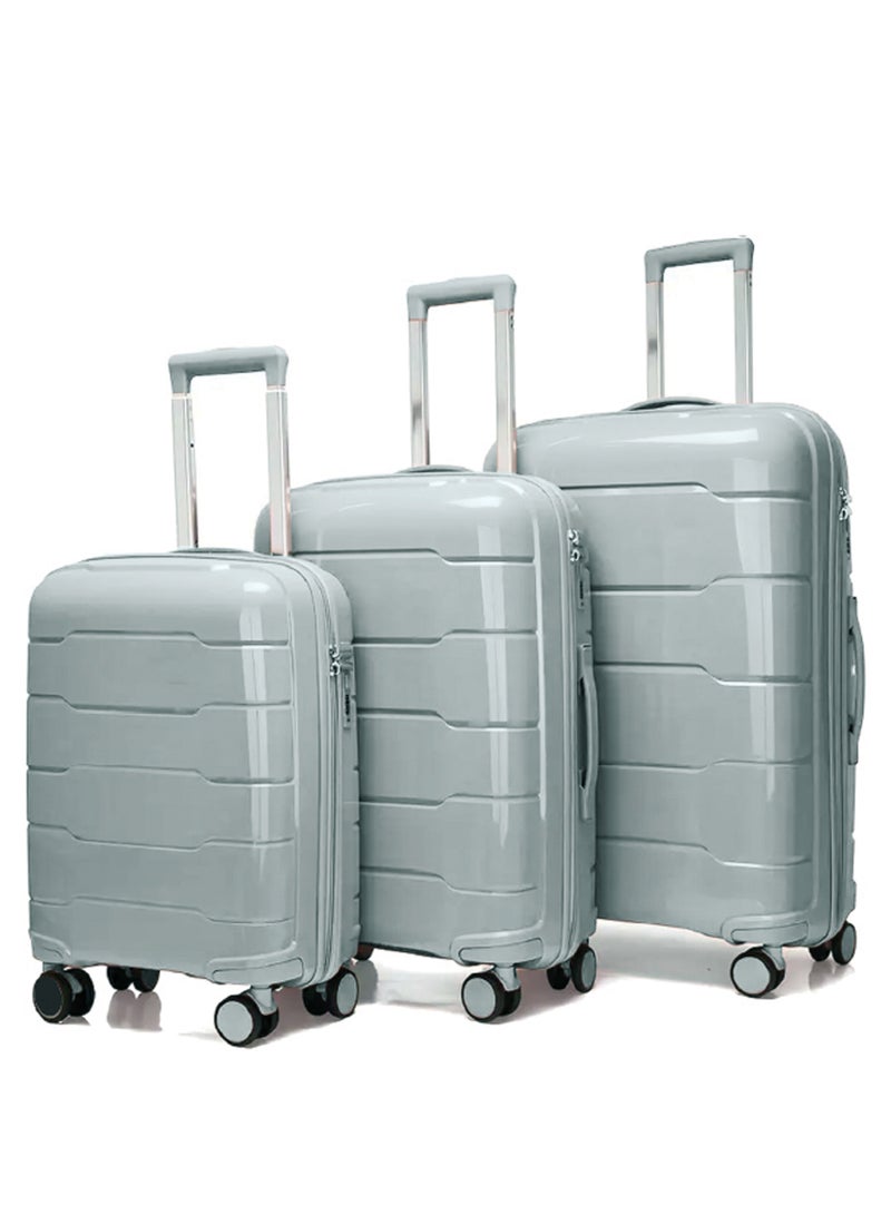 Reflection PP Luggage Set of 3, Scratchproof, Lightweight & 360° Silent Wheels Suitcase, PP Hard Luggage Trolley, Travel Luggage with Spinner Wheels  (3pc Set, Sand Grey) - Image 1