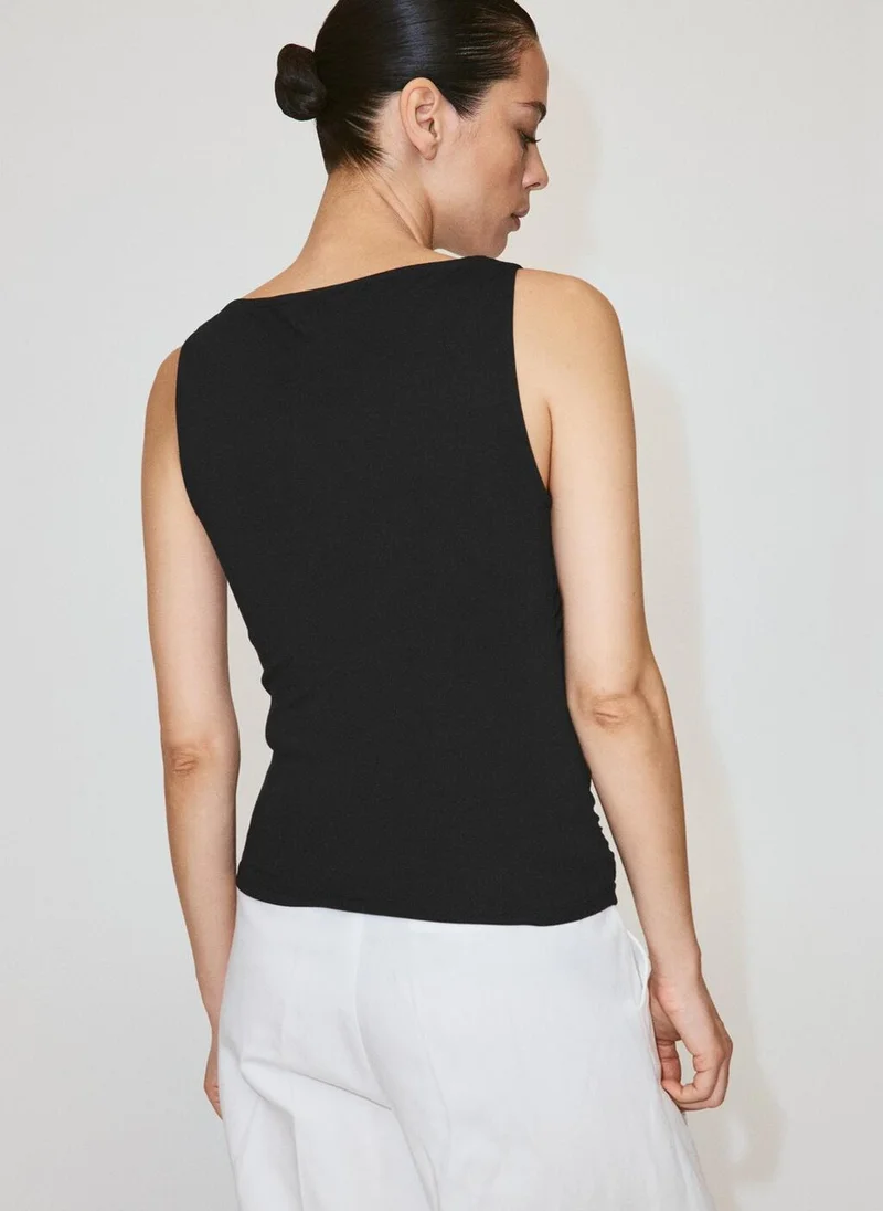 Mango Draped Cotton Top