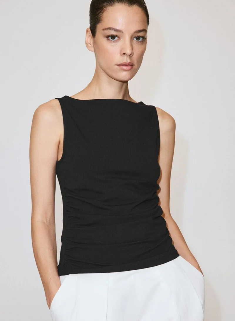 Mango Draped Cotton Top
