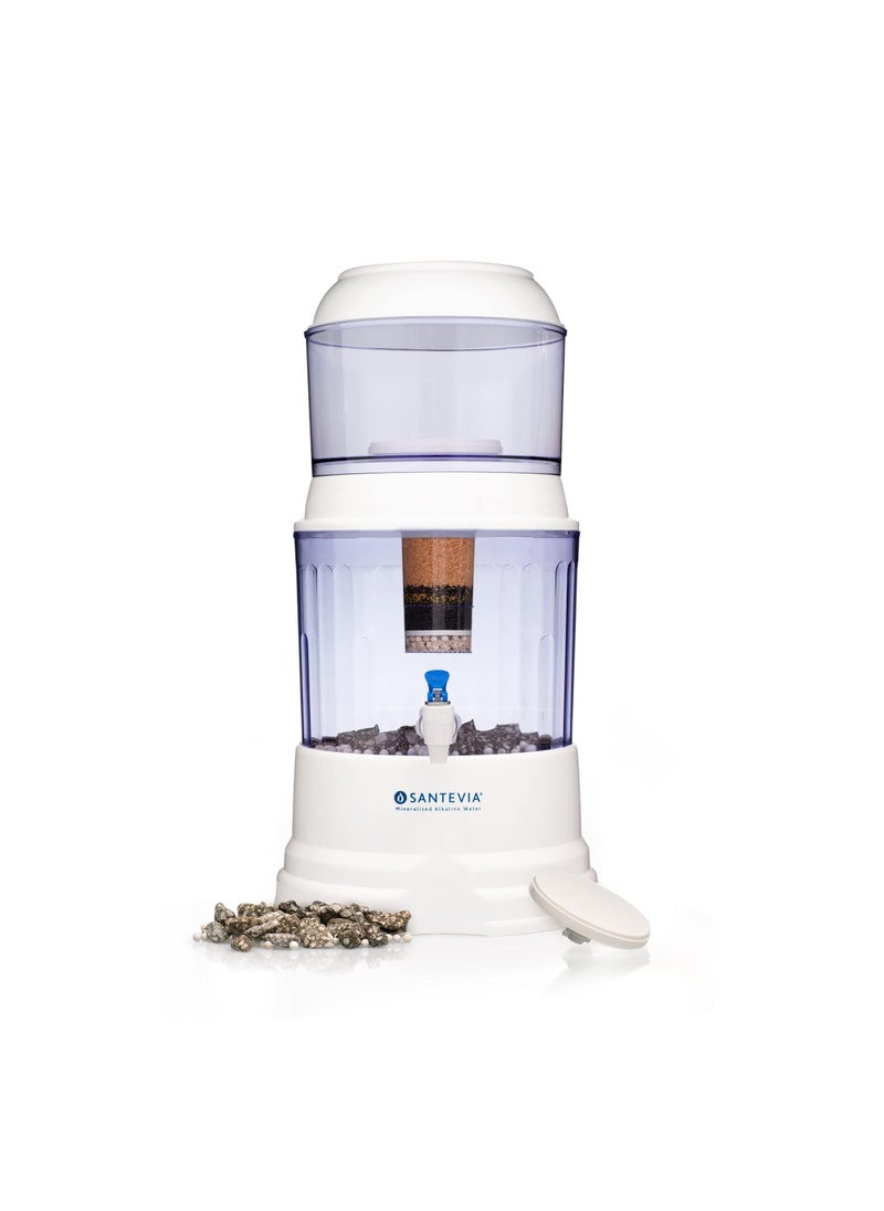 Santevia Gravity Water System Filter  at Home Water Filter That Makes Water Alkaline and Adds Minerals  Chlorine and Fluoride Filter Countertop Model