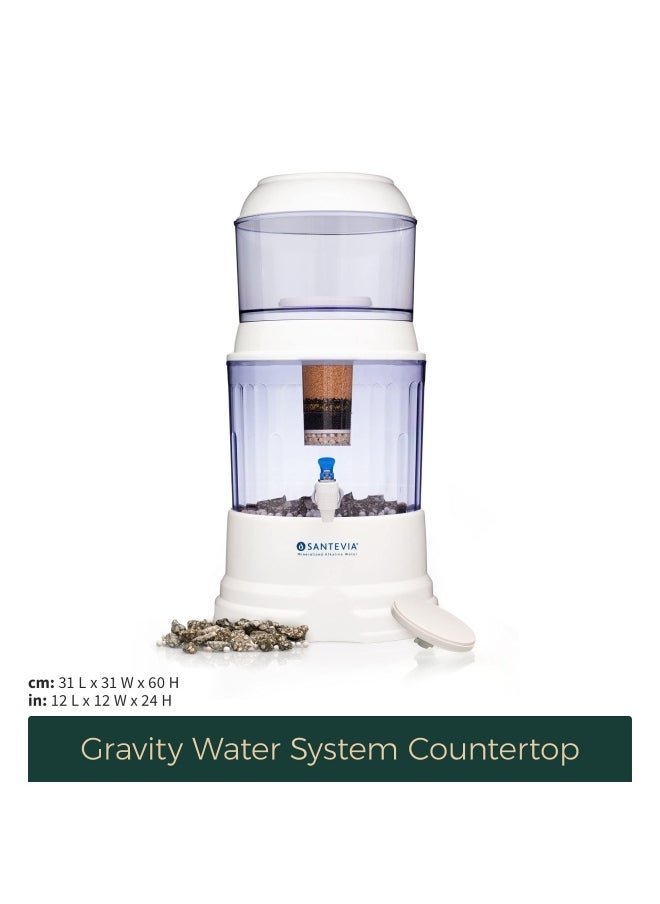 Santevia Gravity Water System Filter  at Home Water Filter That Makes Water Alkaline and Adds Minerals  Chlorine and Fluoride Filter Countertop Model