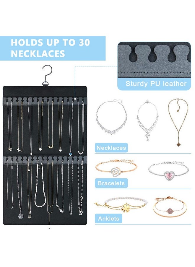 HASTHIP ® 1Pc Hanging Jewellery Organisers, Dual-Sided Necklace & Earrings Organizer, Large Felt Jewelry Organizer Hanger For Closet Wall Door - Holds Up To 300 Pairs Of Earrings And 30 Necklaces  - Image 4