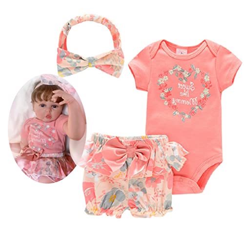 TatuDoll Reborn Baby Doll Clothes 22 inch Accessories Outfit Newborn Girl Orange 3 Pcs Set for 2224 inch Reborn Doll - Image 1