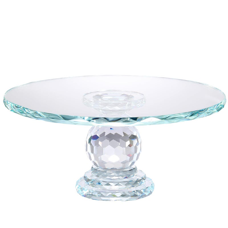 Uten Crystal Glass Cake Stand, 11'' Cake Display Stand, Crystal Glass Fruit Plate, Clear Cake Stand, Display Desserts Holder for Wedding Cakes Serving Platters - Image 1
