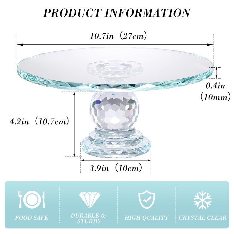 Uten Crystal Glass Cake Stand, 11'' Cake Display Stand, Crystal Glass Fruit Plate, Clear Cake Stand, Display Desserts Holder for Wedding Cakes Serving Platters - Image 2