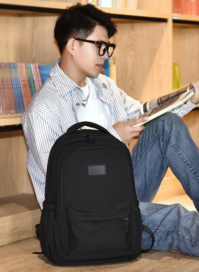 Multifunctional backpack for commuting and traveling, large capacity backpack for junior high school students, college style, ins fashion design, student schoolbag (Black) - Image 2