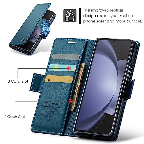 Rerzoiro for Samsung Galaxy Z Fold 5 Case, Premium PU Leather Wallet Case Flip Cover with [RFID Blocking][Card Holder][Stand Function] Shockproof Protective for Samsung Galaxy Z Fold 5, Blue - Image 3