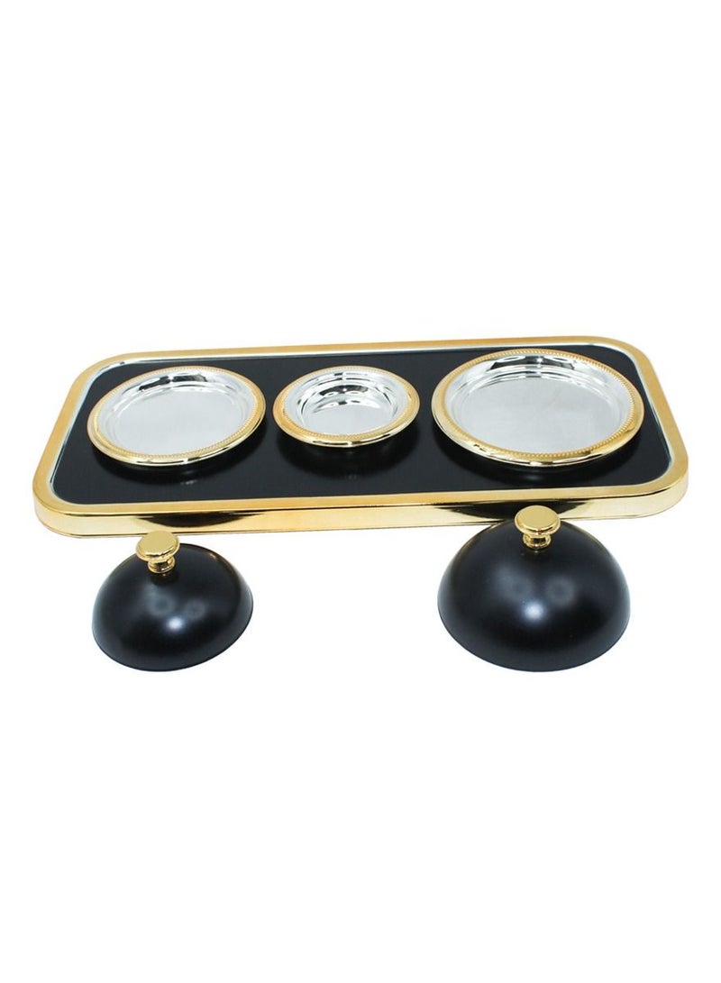 الجواهر طقم صواني ووعاء فاخر عالي الجودة ، تمور مزخرفة وسلطانيات حلوة بغطاء وصينية ، طريقة التقديم العربية التقليدية - Image 2