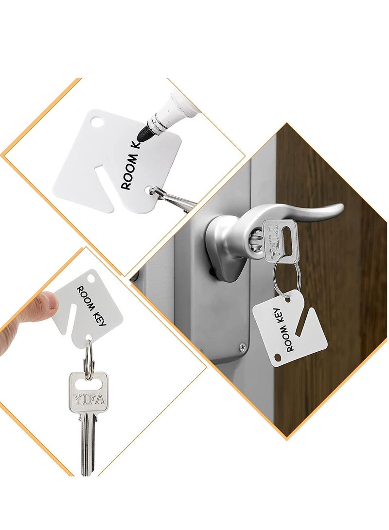 SYOSI 60 Pcs Key Ring Tags, Key Tags Plastic White Hanging Key Ring Tags, Identifiers,Name Tags and Labels, Adapt to USB Drive, Keys, Pets, Bags, Clothes Racks and Drawers, Square - Image 4