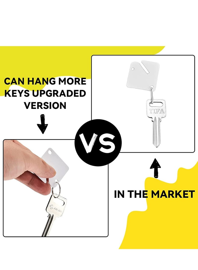 SYOSI 60 Pcs Key Ring Tags, Key Tags Plastic White Hanging Key Ring Tags, Identifiers,Name Tags and Labels, Adapt to USB Drive, Keys, Pets, Bags, Clothes Racks and Drawers, Square - Image 3