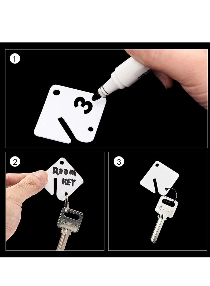 SYOSI 60 Pcs Key Ring Tags, Key Tags Plastic White Hanging Key Ring Tags, Identifiers,Name Tags and Labels, Adapt to USB Drive, Keys, Pets, Bags, Clothes Racks and Drawers, Square - Image 2