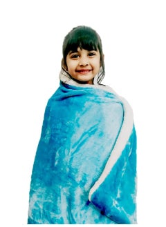 VAS COLLECTIONS VAS COLLECTIONS All Season Flannel Sherpa Throw Blanket Throw 150 X 110 cm Sky Blue Reversible  - Image 3