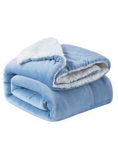 VAS COLLECTIONS VAS COLLECTIONS All Season Flannel Sherpa Throw Blanket Throw 150 X 110 cm Sky Blue Reversible  - Image 1