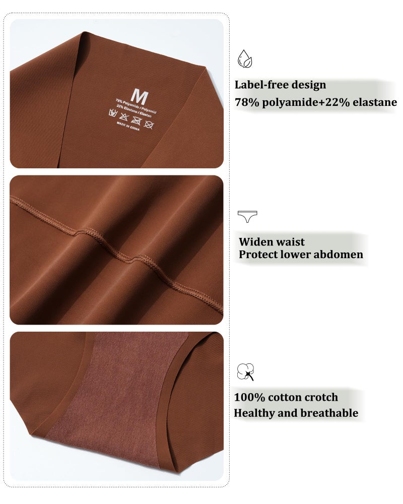 LEVAO High Waist Seamless Underwear for Women No Show Panties Full Coverage Brief Comfortable Underwear Multi Pack S-XXL - Image 5