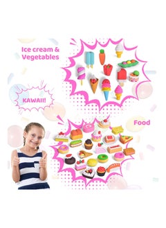 Y&D Food Erasers, 3D Mini Puzzle Desert Fruit Erasers for Kids, Fun Gifts Prizes Kids Classroom, Pencil Random 40 Blocks  - Image 3