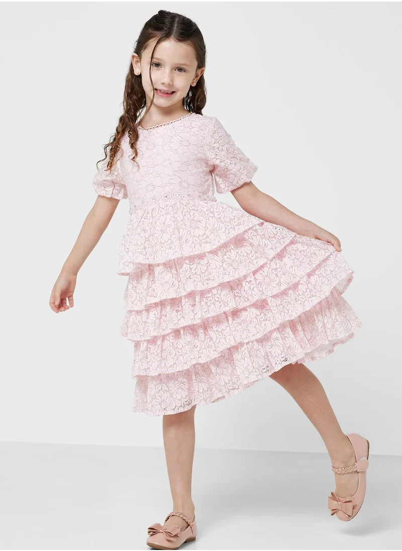 Amelia Rose Kids Floral Print Midi Dress