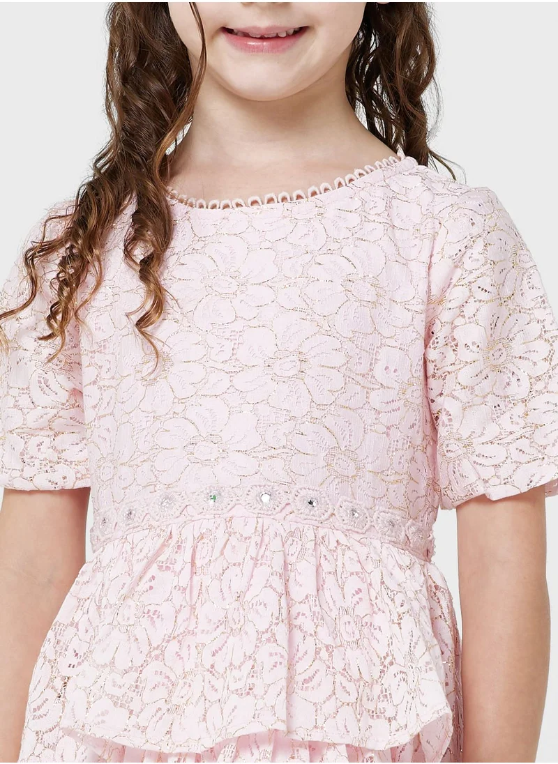 Amelia Rose Kids Floral Print Midi Dress