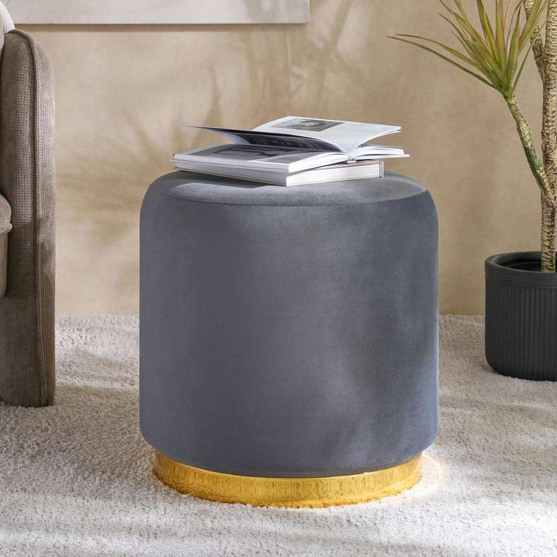 Pan Home Charcoal Pouf for Home Decor