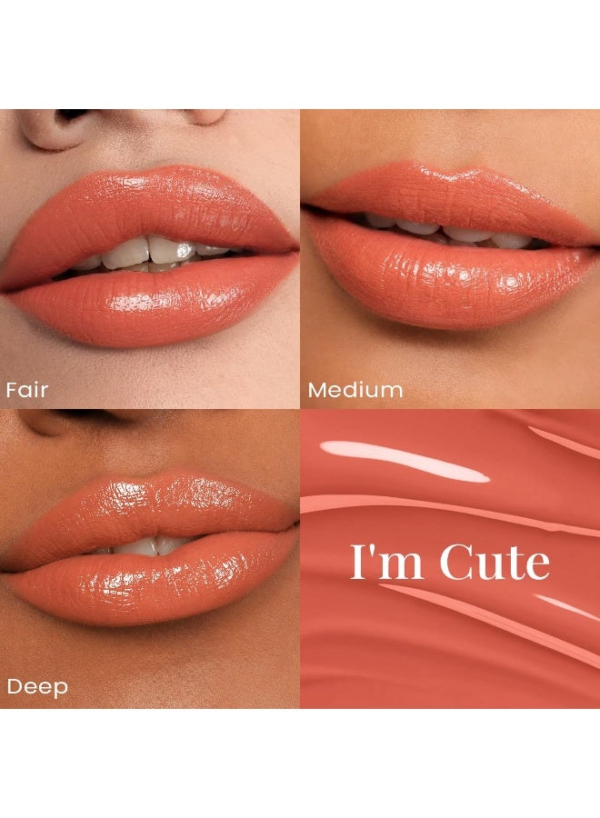Staze Gloss Lock 2-in-1 Liquid Lipstick, أحمر شفاه مطفي + ملمع عالي اللمعان مقاوم للانتقال، يدوم 12 ساعة، صبغة مكثفة، خفيف الوزن ومقاوم للماء، درجة 01 I'm Cute، 7 جرام - Image 2
