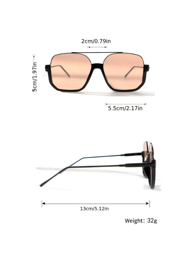 SCENT HOUSE A Pair of Authentic Stylish Women'S Square Glasses with a Metal Frame And a Double Bridge Design, Suitable for Everyday Wear, Serving As a Fashionable Accessory. (Includes eyeglass case),sunglasses - Image 5