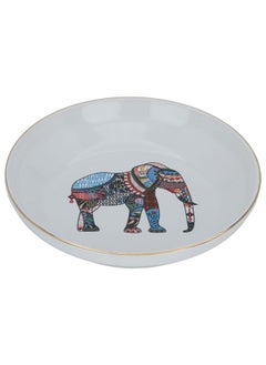 Alsaif Gallery White deep circular serving plate with elephant pattern  - Image 3