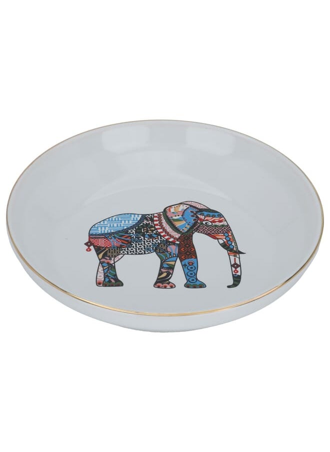 Alsaif Gallery White deep circular serving plate with elephant pattern  - Image 3