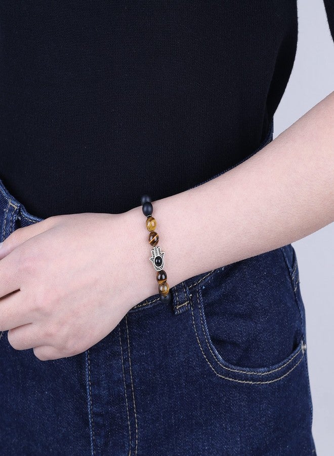 COAI AmorWing Hamsa Evil Eye Onyx Tiger Eye Healing Crystal Bracelet S - Image 2
