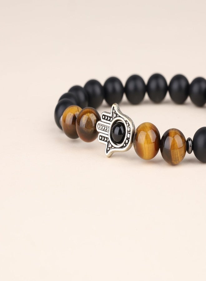 COAI AmorWing Hamsa Evil Eye Onyx Tiger Eye Healing Crystal Bracelet S - Image 5