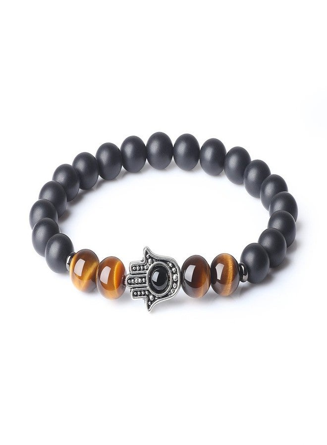 COAI AmorWing Hamsa Evil Eye Onyx Tiger Eye Healing Crystal Bracelet S - Image 1