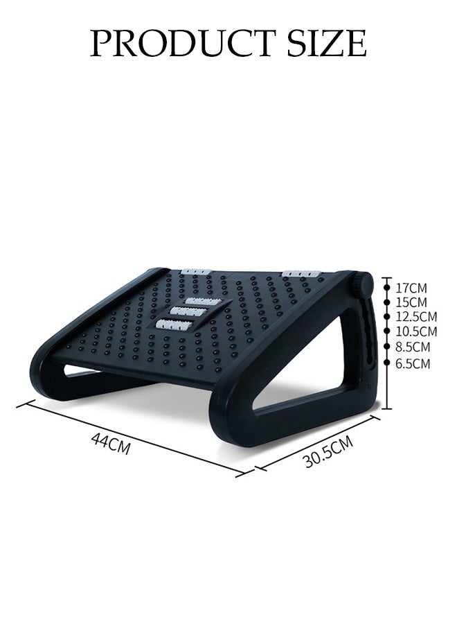 DUNISO مسند قدم تحت المكتب، مسند قدم قابل للتعديل بارتفاع 6 مع نسيج تدليك ولفافة، مقعد خطوة مريح، موضع للاستخدام في المنزل، المكتب، المدرسة (أسود) - Image 2