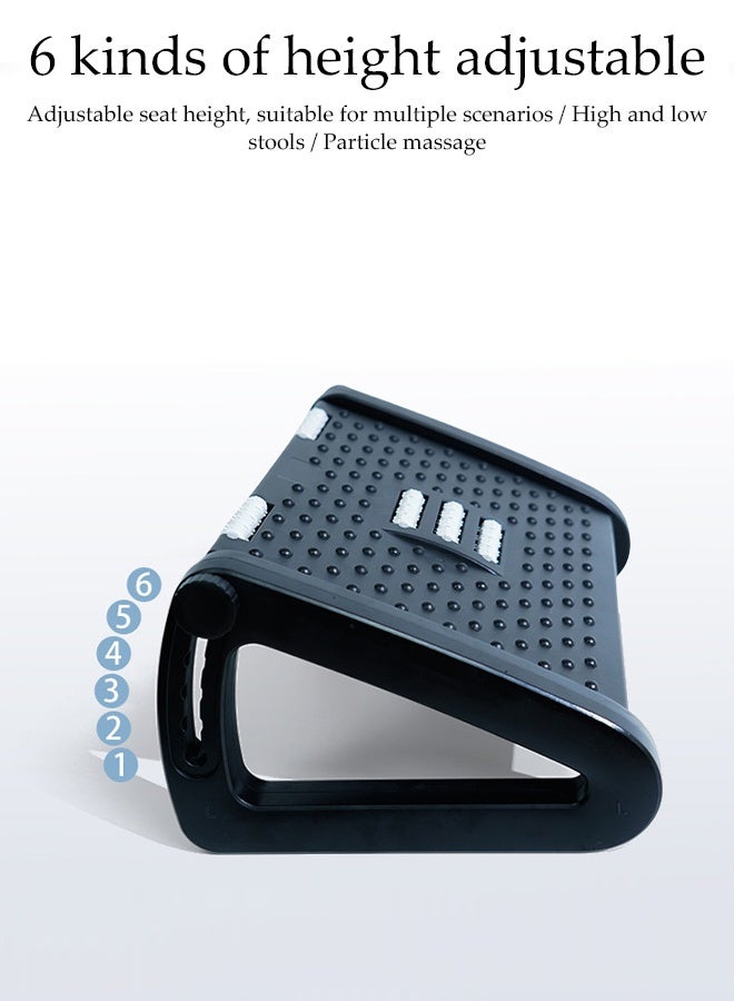 DUNISO مسند قدم تحت المكتب، مسند قدم قابل للتعديل بارتفاع 6 مع نسيج تدليك ولفافة، مقعد خطوة مريح، موضع للاستخدام في المنزل، المكتب، المدرسة (أسود) - Image 5