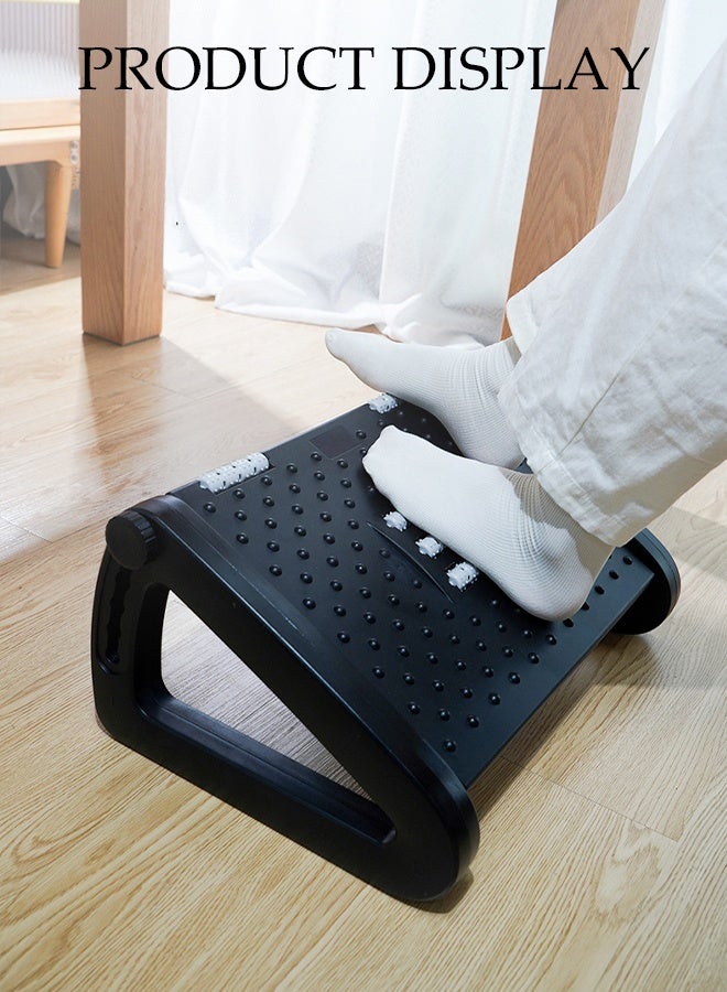 DUNISO مسند قدم تحت المكتب، مسند قدم قابل للتعديل بارتفاع 6 مع نسيج تدليك ولفافة، مقعد خطوة مريح، موضع للاستخدام في المنزل، المكتب، المدرسة (أسود) - Image 4