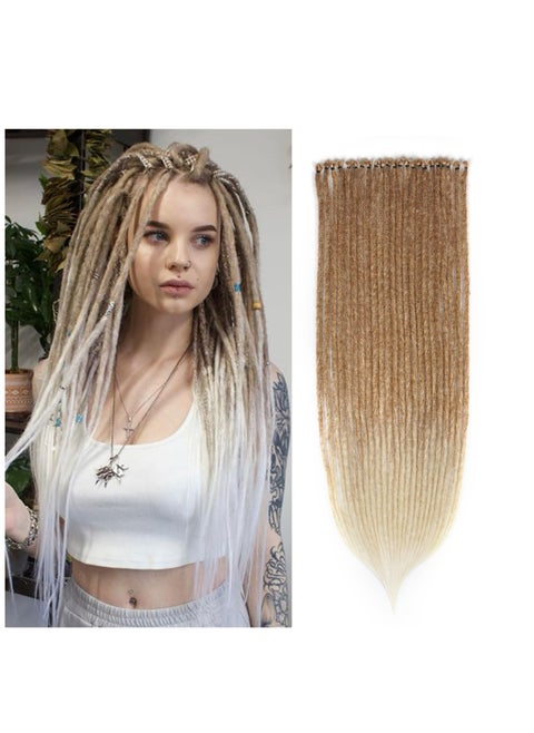 Synthetic Dreadlock Extensions, 24'' Thin 0.6cm Long Synthetic Crochet Dreads Extensions, 10 Strands Single Ended Dreadlock Extensions, Hair Dreads Extensions Light Brown to Blonde