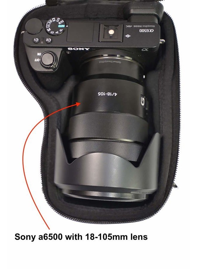 GoScope حافظة ALPHA GO - حافظة صلبة مدمجة متوافقة مع كاميرات SONY ALPHA a5100، a6000، a6100، a6300، a6400، a6500، a6600، a7c، ZV-E10، جسم الكاميرا مع أحجام العدسات 10mm-105mm [تناسب الكاميرا والعدسة] - Image 5