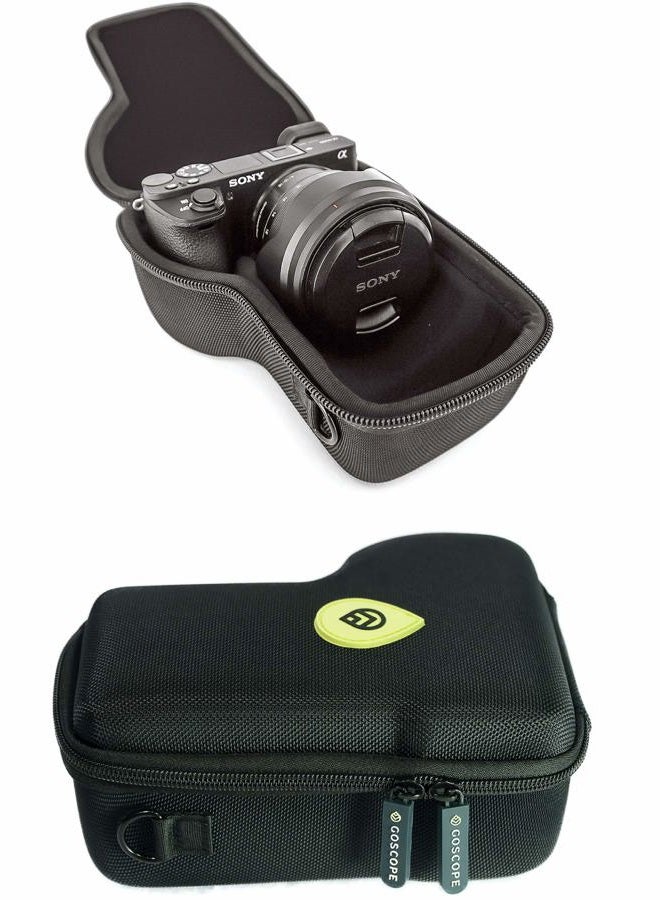GoScope حافظة ALPHA GO - حافظة صلبة مدمجة متوافقة مع كاميرات SONY ALPHA a5100، a6000، a6100، a6300، a6400، a6500، a6600، a7c، ZV-E10، جسم الكاميرا مع أحجام العدسات 10mm-105mm [تناسب الكاميرا والعدسة] - Image 1